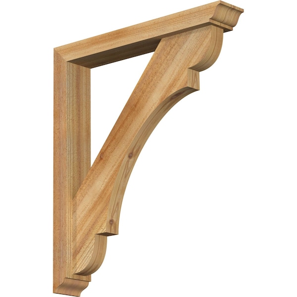 Ekena Millwork Olympic Traditional Rough Sawn Bracket w/ Offset Brace, Western Red Cedar, 4"W x 24"D x 28"H BKT0402X24X28OLY01RWR - main